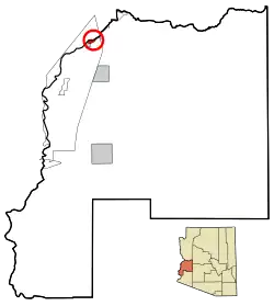 Location in La Paz County and the state of Arizona