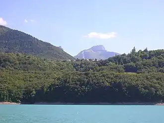 The village seen from the Lac du Sautet&nbsp;[fr]