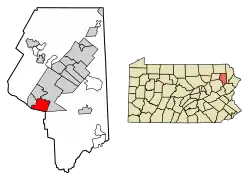 Location of Moosic in Lackawanna County, Pennsylvania