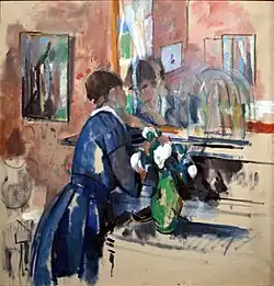 Lady in Blue in front of a Mirror (1914)