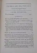 Table of contents to Volume I of "Traité de mécanique céleste" (1799)