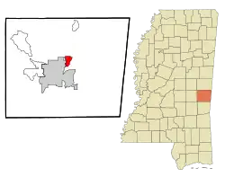 Location of Marion, Mississippi