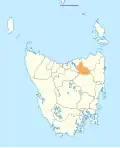 Map showing Launceston City LGA in Tasmania