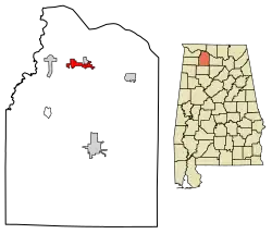 Location of Courtland in Lawrence County, Alabama.