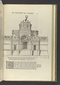 Design for the entrance portal, published in Philibert de L'Orme's Le Premier Tome de l'Architecture (1567)