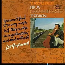 A photo of Hazelwood crouching on railroad tracks, set atop a faded map