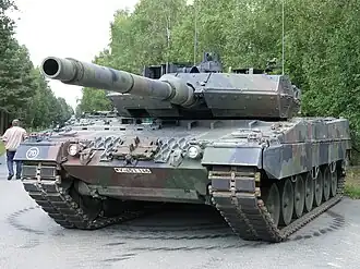 A Leopard 2A7 tank at a public display in Germany in 2015