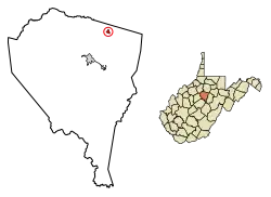 Location of Jane Lew in Lewis County, West Virginia.
