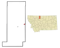 Location within Liberty County and Montana
