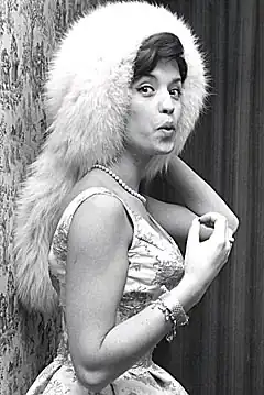 A black-and-white photograph of Swedish singer Lill-Babbs taken in Cannes in 1961