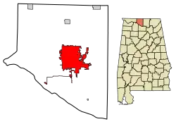 Location of Athens in Limestone County, Alabama