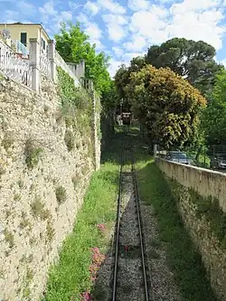 The funicular near the high station