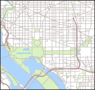 Map showing the location of Franklin Delano Roosevelt Memorial