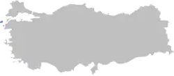 Aegean Islands (blue) within Turkey
