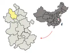 Location of Bozhou City jurisdiction in Anhui