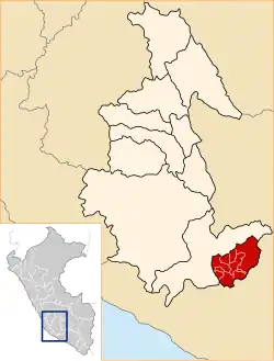 Location of Paucar del Sara Sara in the Ayacucho Region