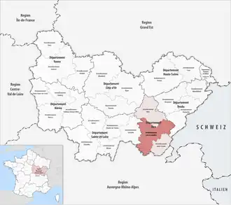Location within the region Bourgogne-Franche-Comté