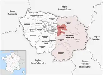 Location within the region Île-de-France