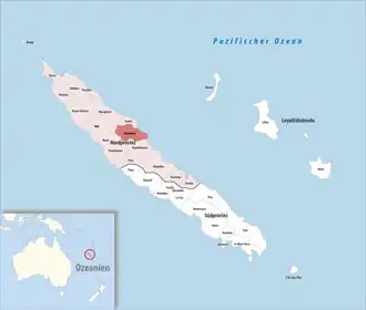 Location of the commune (in red) within New Caledonia