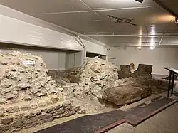 London Roman Wall - surviving section of the western gate to Cripplegate Fort