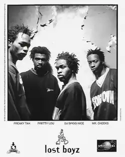 Lost Boyz in 1996 Left to right: Freaky Tah, Pretty Lou, DJ Spigg Nice, Mr. Cheeks