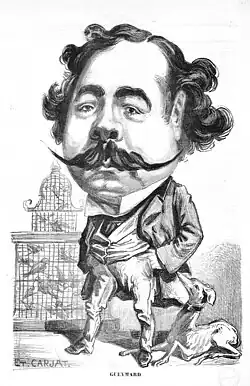 Caricature of Guéymard by Étienne Carjat (1857)