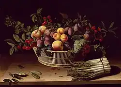 Basket of Fruit with a Bunch of Asparagus, 1630