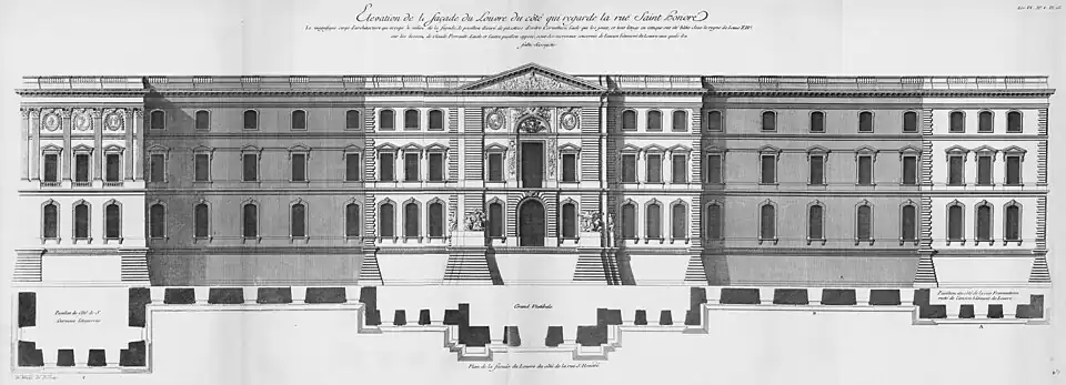 Claude Perrault's design for the north façade, engraved by Jacques-François Blondel