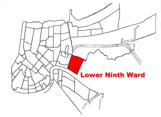 The two Lower Ninth Ward neighborhoods; Holy Cross (below) and the Lower Ninth Ward (above)