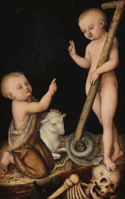 Lucas Cranach the Elder, Adoration of The Child Jesus by St John the Baptist,  1530–1540