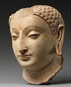 Head of Buddha, probably from Hadda, ca. 5th–6th century. Metropolitan Museum of Art.[22]