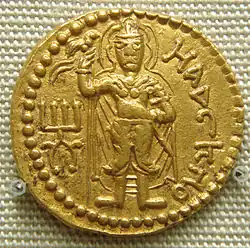 Mahasena on a coin of Huvishka