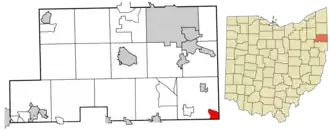 Location of Petersburg in Mahoning County, Ohio.