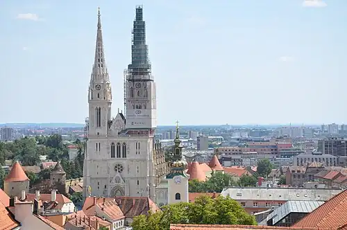 Cathedral with Zagreb's skyline