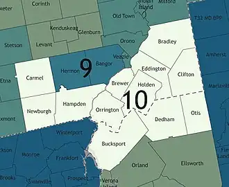 Map of Maine's 10th State Senate district