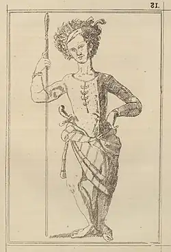 A Malay soldier armed with a spear and a keris.