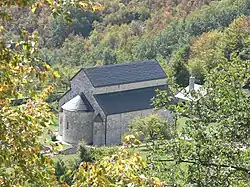 Piva Monastery main church from a distance.