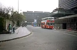 The future site of Piccadilly Gardens tram stop, photographed in 1989