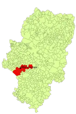 Location of Machones within Campo de Daroca in Aragon
