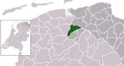 Highlighted position of Grootegast in a municipal map of Groningen