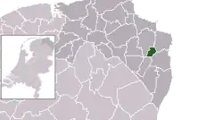 Highlighted position of Winschoten in a municipal map of Groningen