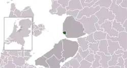 Highlighted position of Urk in a municipal map of Flevoland