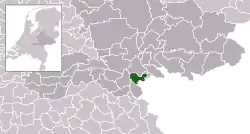 Highlighted position of Ubbergen in a municipal map of Gelderland