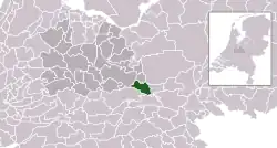 Highlighted position of Rhenen in a municipal map of Utrecht
