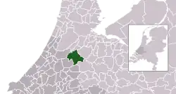 Highlighted position of Nieuwkoop in a municipal map of South Holland
