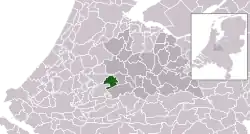 Highlighted position of Oudewater in a municipal map of Utrecht