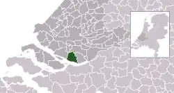 Highlighted position of Cromstrijen in a municipal map of South Holland