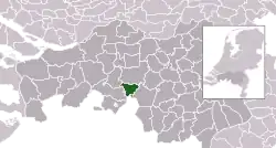 Highlighted position of Goirle in a municipal map of North Brabant