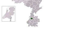 Highlighted position of Beek in a municipal map of Limburg