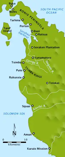 A map show the location of the battle